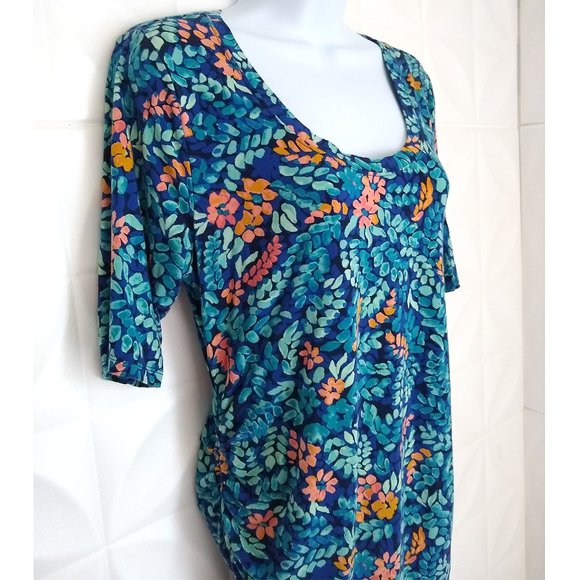 Motherhood Maternity Rushed Stretch Knit DRESS Midi Floral Blue Rayon Spandex M - Picture 4 of 12
